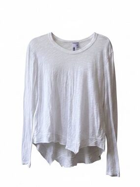 Wilt Shark Bite Asymmetrical Hem Long Sleeve Top Sz Small White